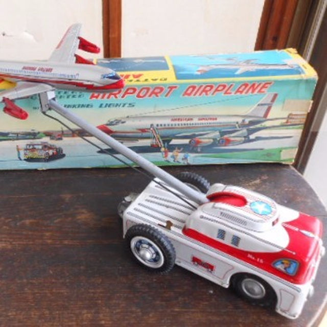 ☆超希少、美品！野村トーイ NOMURA 飛行機 トーイングカー ブリキ玩具