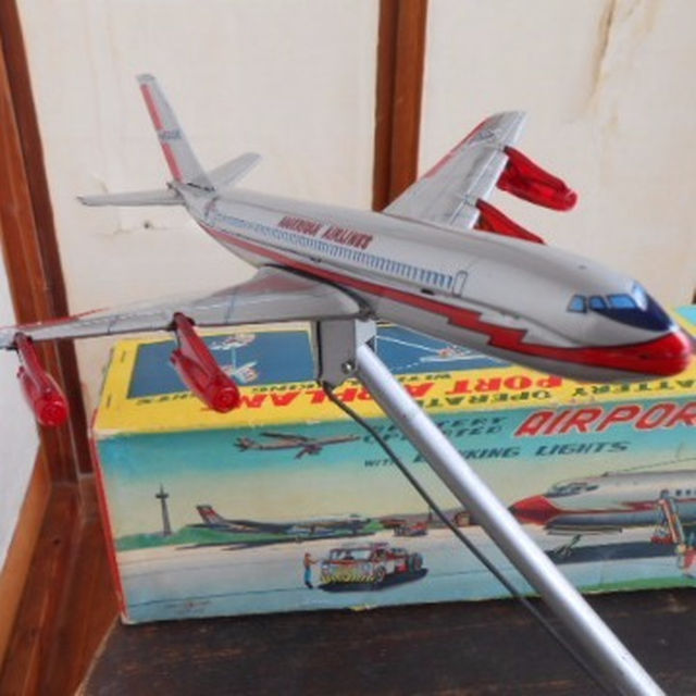 ☆ 超希少、美品！野村トーイ NOMURA 飛行機 トーイングカー ブリキ