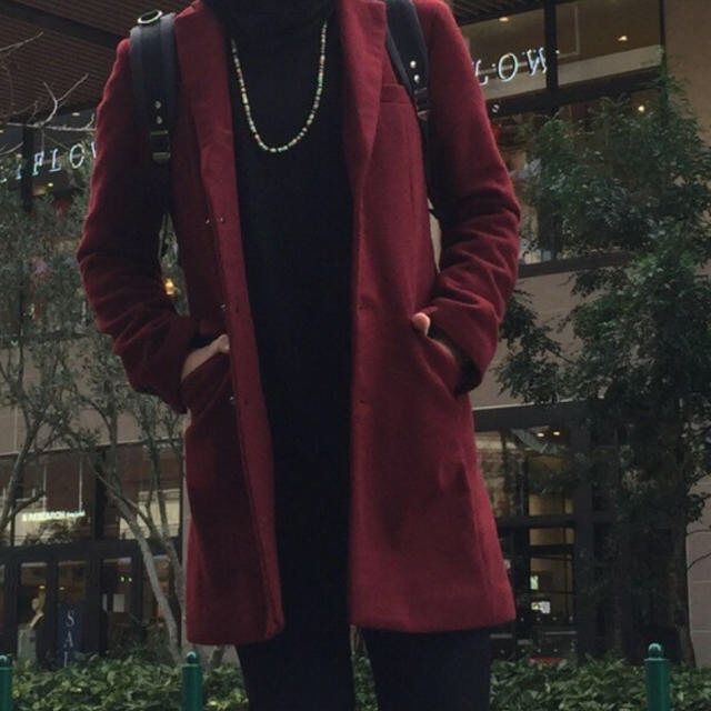 HERE'S - Here's ワインレッドチェスターコート L 1/8に値下げの通販