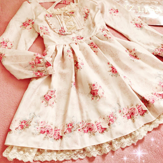 ✨美品✨LIZ LISA 起毛ニットワンピース 花柄 レース リボン Y2K 新着