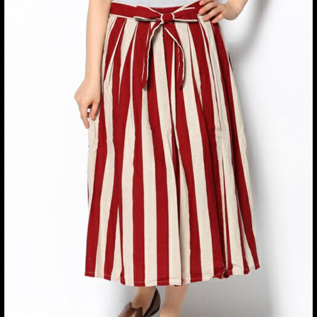 STUDIO CLIP - 綿麻BIGストライプスカート【赤】の通販 by tas's shop