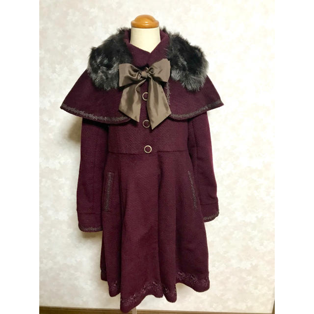 axes femme - 【axes femme】ファーケープ付コート ワインレッドの通販