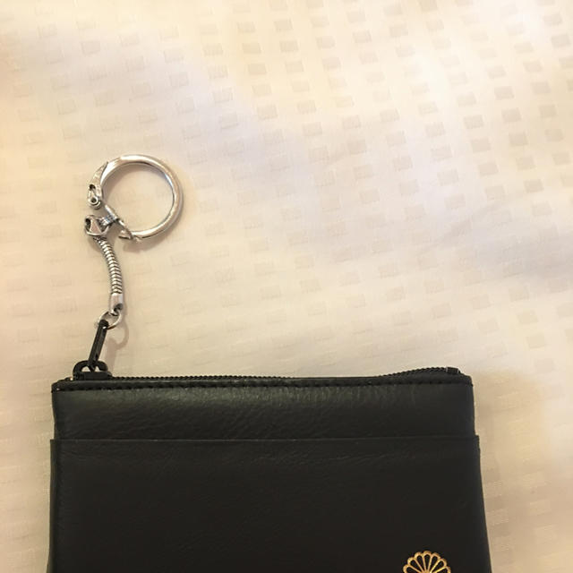 皇居内売店限定 黒 本牛革キーホルダー付き小銭入れ 新品未開封箱