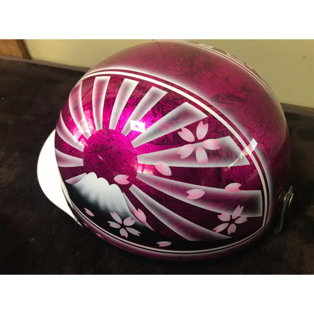 桜 ピンクラメ 富士日章 コルク半 ヘルメットの通販 by paint｜ラクマ