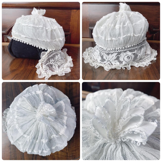 Bonpoint - 希少 アンティークレースベビー帽子ボンネット