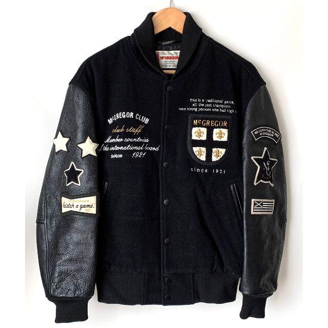 McGREGOR 袖レザー スタジャン ワッペン 90s ウール 袖革 McGREGOR