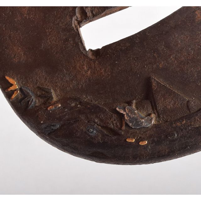 B-32 鍔 武具 刀装具 金銀象嵌 銅製 刀 装飾品 美術品 工芸品 骨董品 B