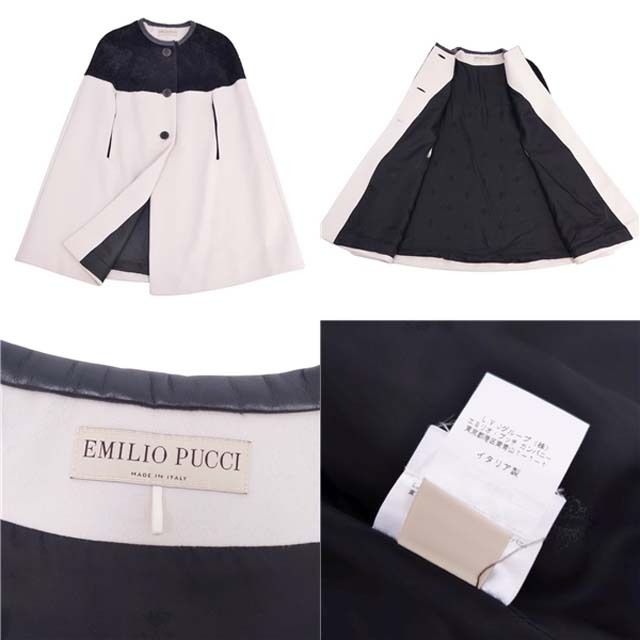 EMILIO PUCCI - エミリオプッチ ポンチョ コート ラムファー ウール