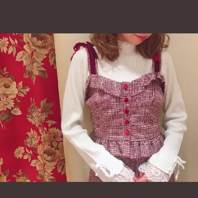 LIZ LISA - LIZ LISA チェック柄 ビスチェ セットアップ ボルドーの