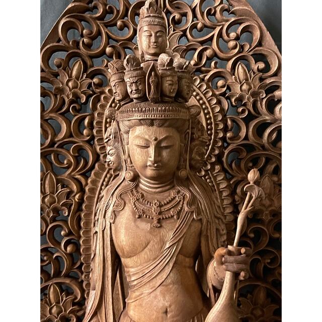 や*ん様 井波彫刻 特大型高91cm 香樟材 時代彫刻 木彫仏教 十一面観音