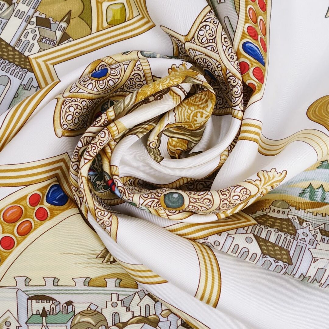 HERMÈS シルクプリーツスカーフ 太陽と星のデザイン 【希少】 HERMES