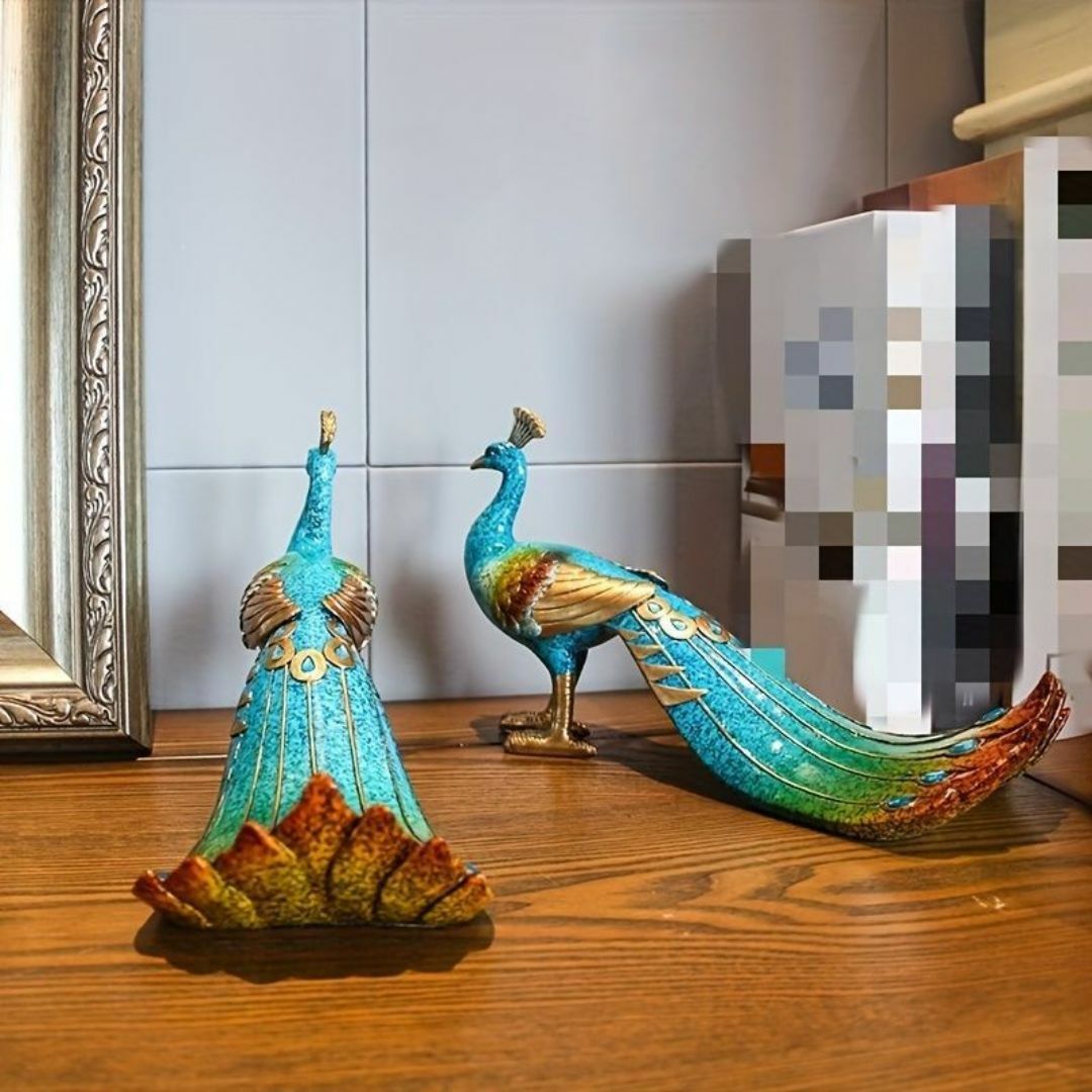 クジャク 置物 オブジェ 創造的な孔雀 リビングルーム装飾品 の通販 by