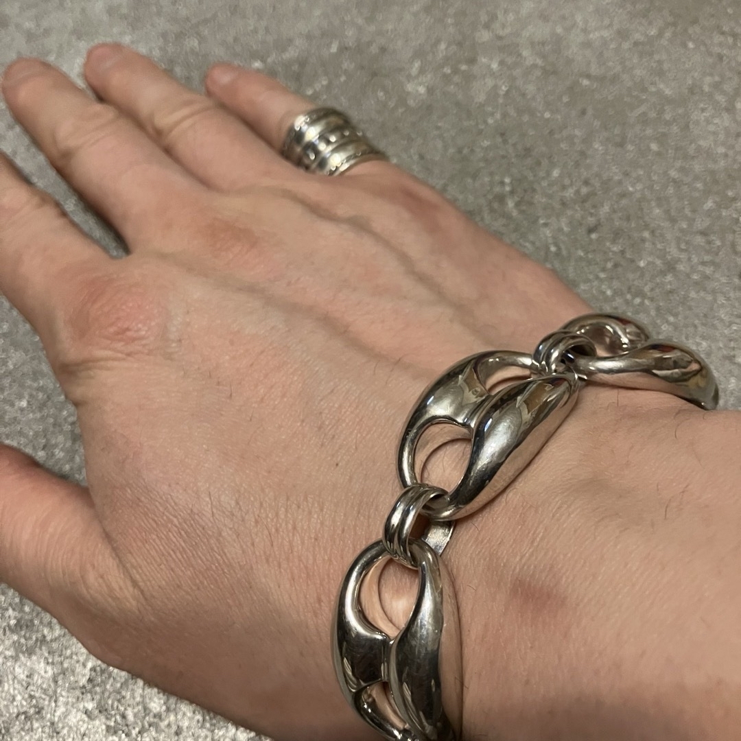 VINTAGE ヴィンテージ シルバー925豚鼻チェーンビッグブレスレット2の