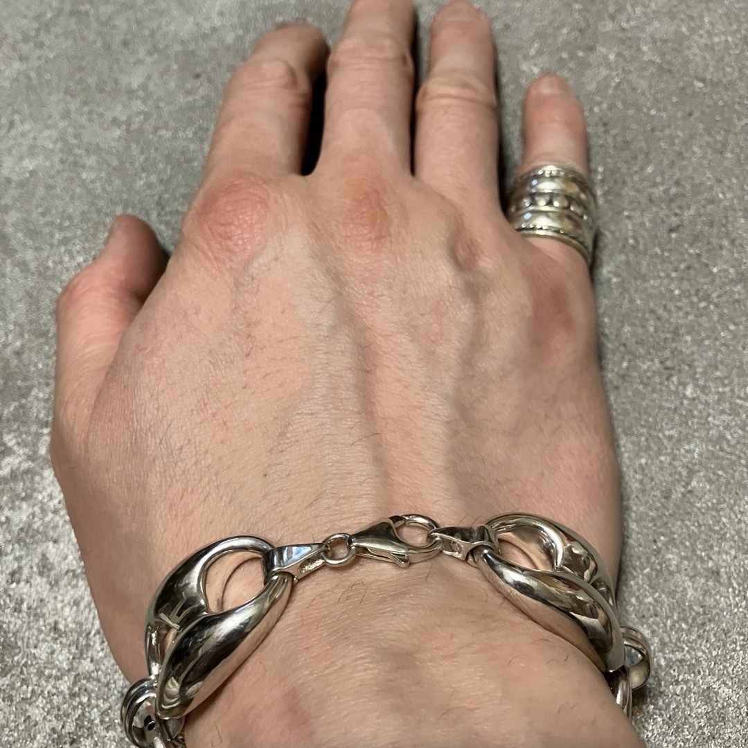 VINTAGE ヴィンテージ シルバー925豚鼻チェーンビッグブレスレット2の