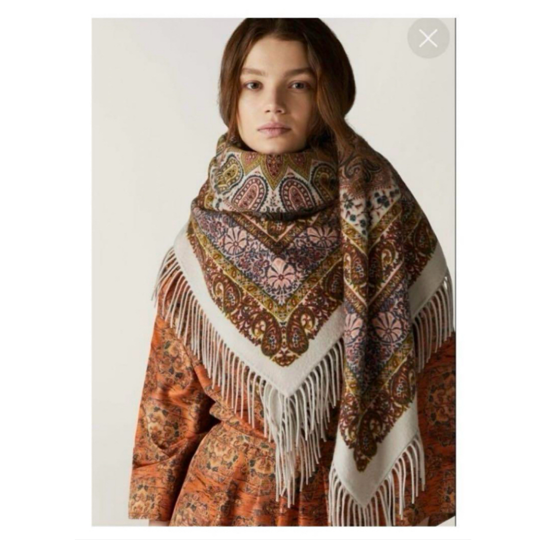 ○Loro Pianaロロピアーナペイズリーカシミヤ100%大判ショール