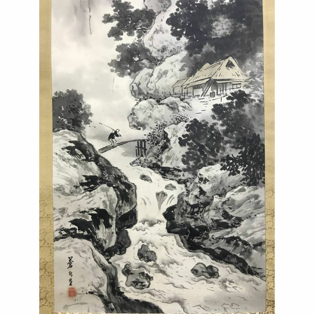 大黒天 大黒天 水墨画 掛軸 水墨画 掛軸 真作⁄鹿子木孟郎⁄不倒⁄大黒