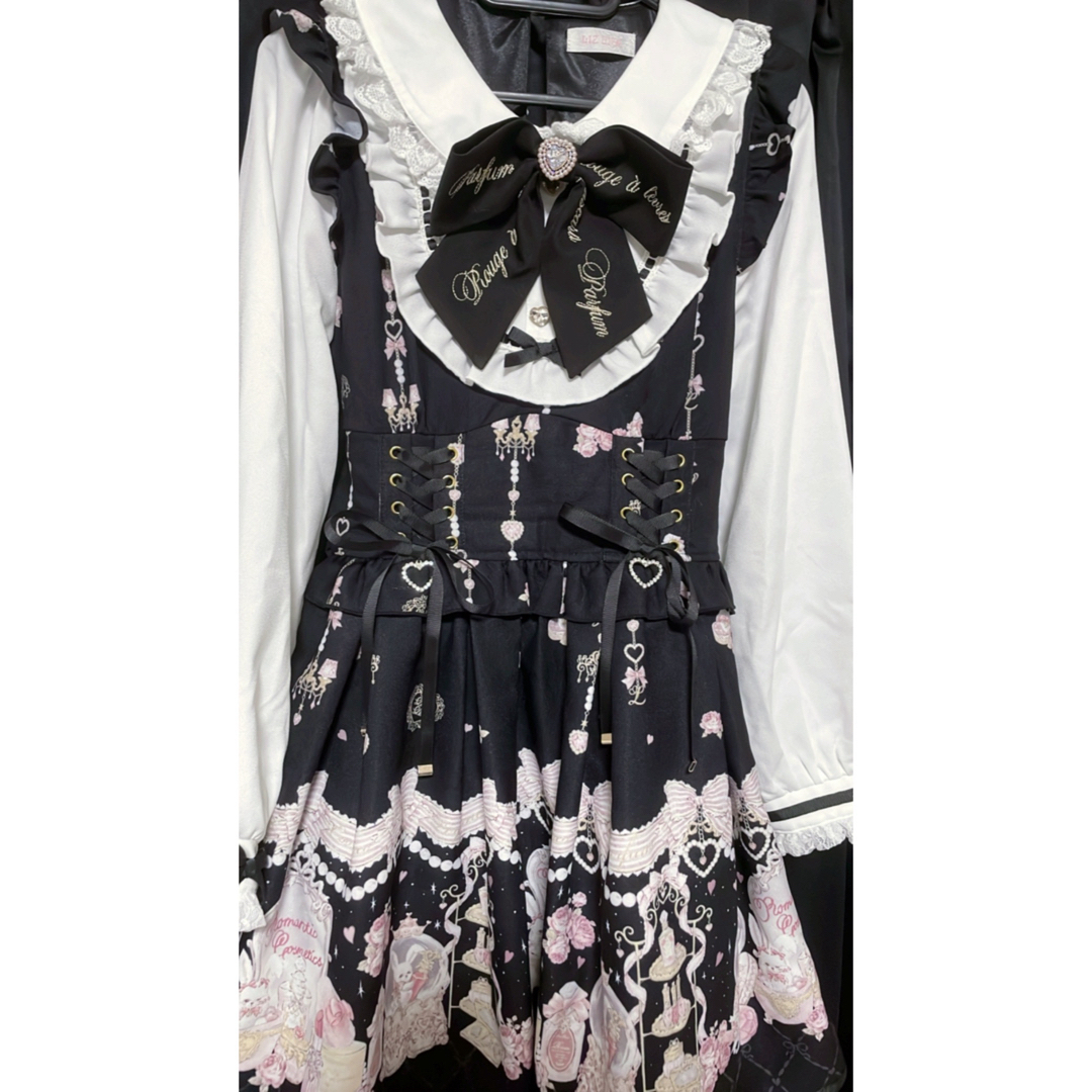 LIZLISA Romantic Cosmetics柄ワンピース ブラック LIZ LISA