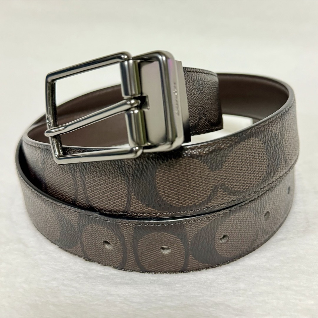 COACH - COACH コーチ シグネチャー リバーシブル ベルト PVC ブラウン