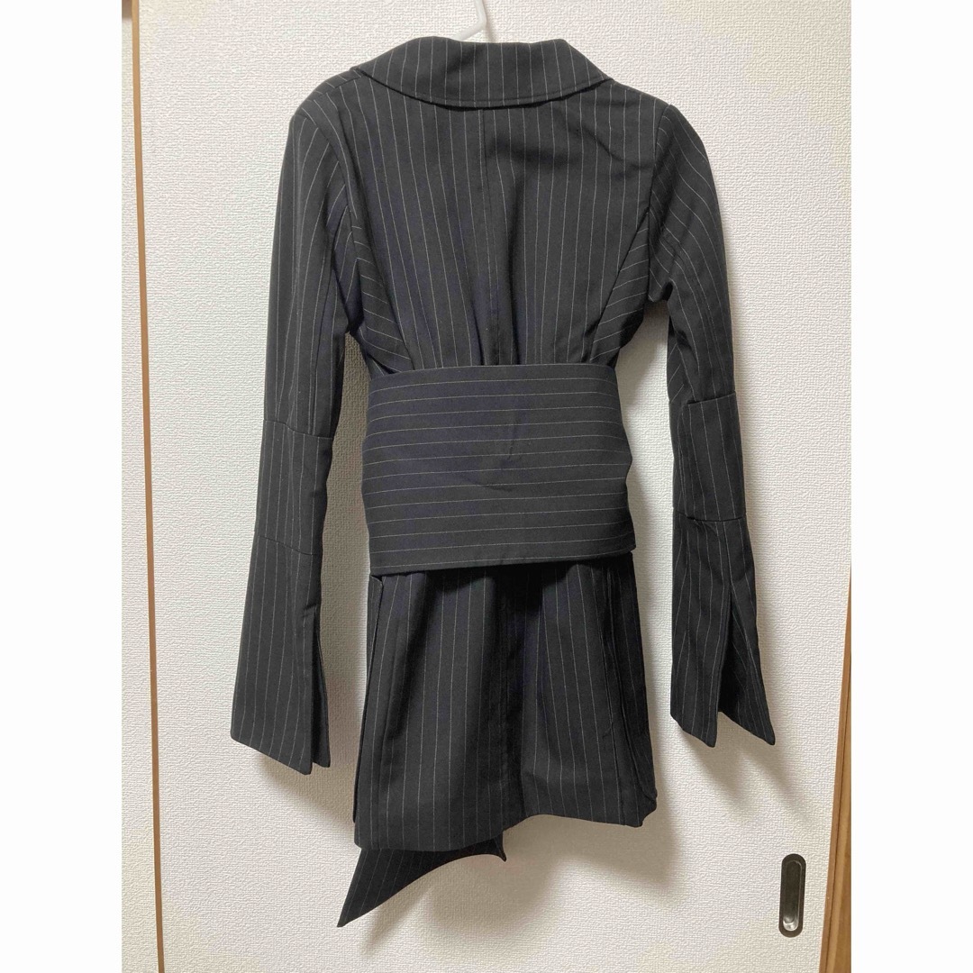 Elamini グレー ストライプ ブレザー ミニワンピース ブレザーミニ