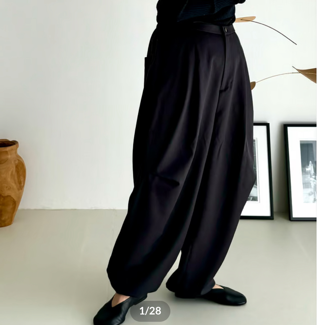 WOOL WIDE TUCK PANTS/CHACOAL コレクション BROWN