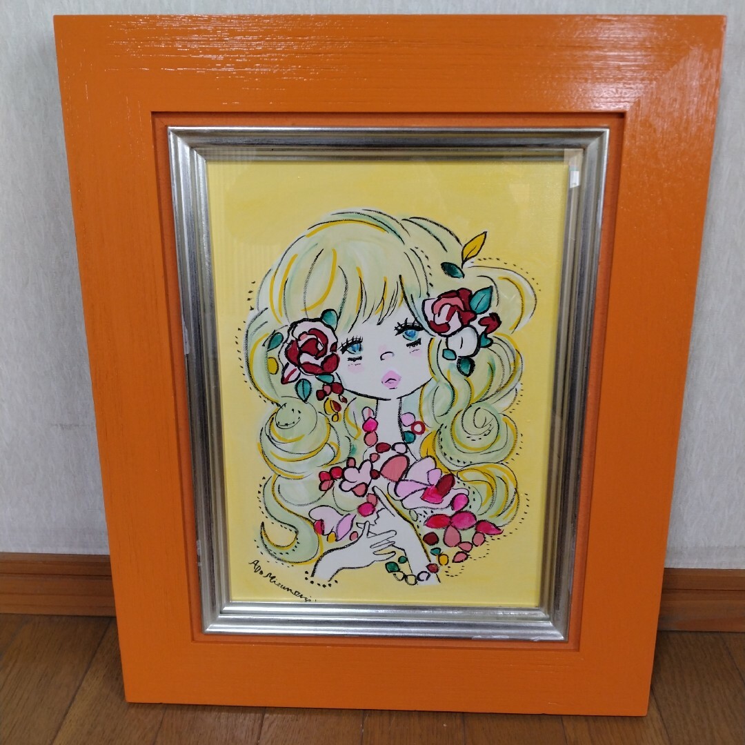 油絵 額付き 水森亜土 M10 【 人物 】手描き 肉筆 【公式通販】