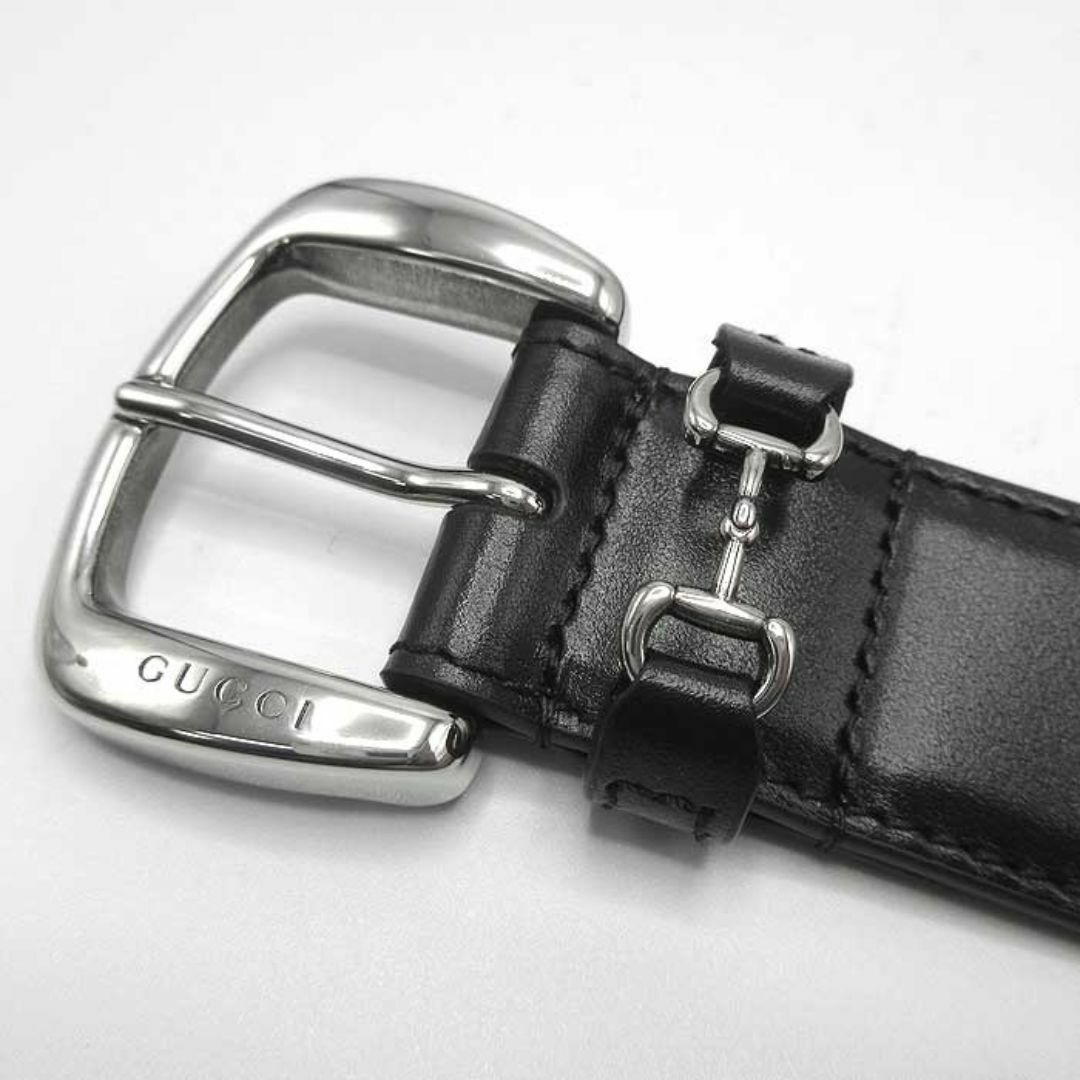 激レアGUCCI ホースビットナローベルトレザーエナメルブラック