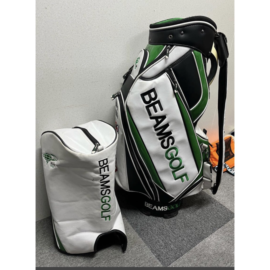 田*侍様 BEAMS GOLF キャディバッグ ホワイト/グリーン BEAMS GOLF