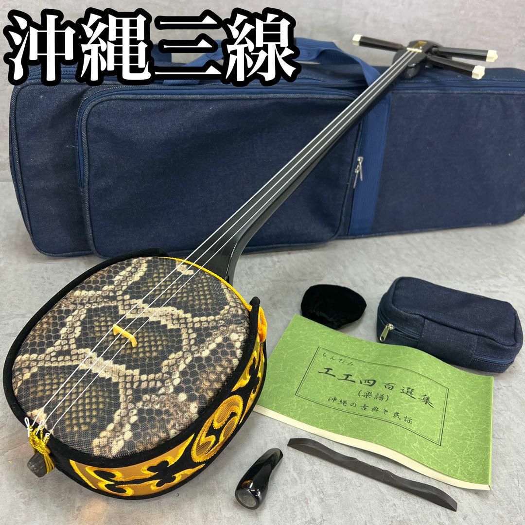 美品 沖縄三線 初心者 2WAYセミハードケース 人口皮 爪 うま 演奏 美品