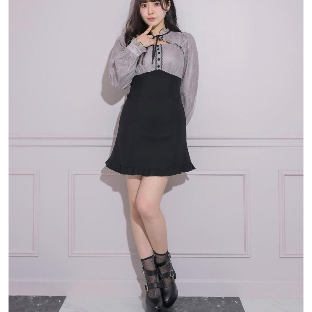 pium チェック柄 半袖ミニワンピース ネイビー/ピンク pium ワンピース