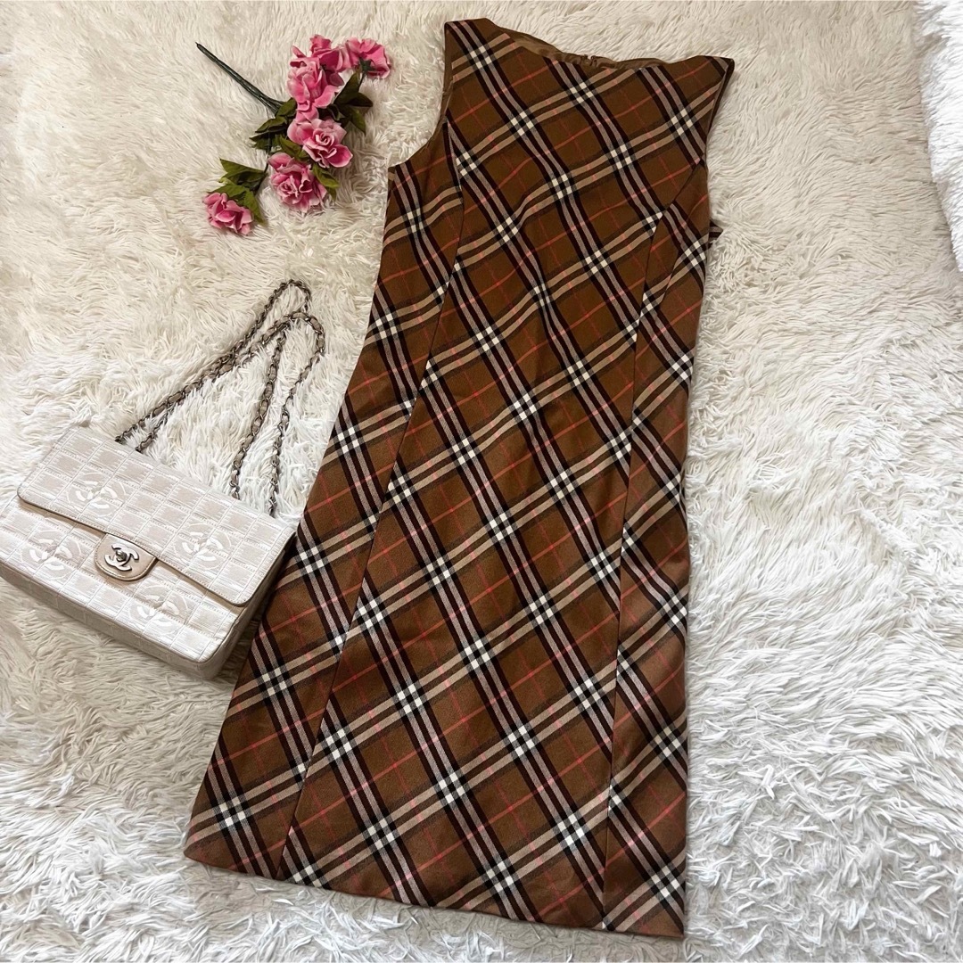 バーバリー ブルーレーベル ノースリーブワンピース ノバチェック 38