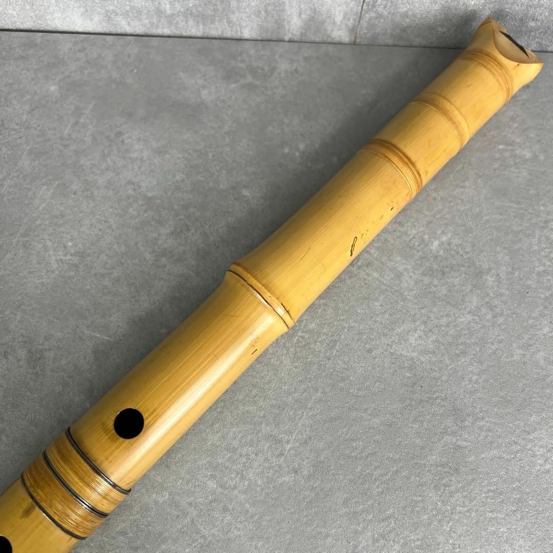 人気 尺八 琴古流 バチ型 銘あり 竹治 1印 1尺6寸 5孔 和楽器 人気 尺