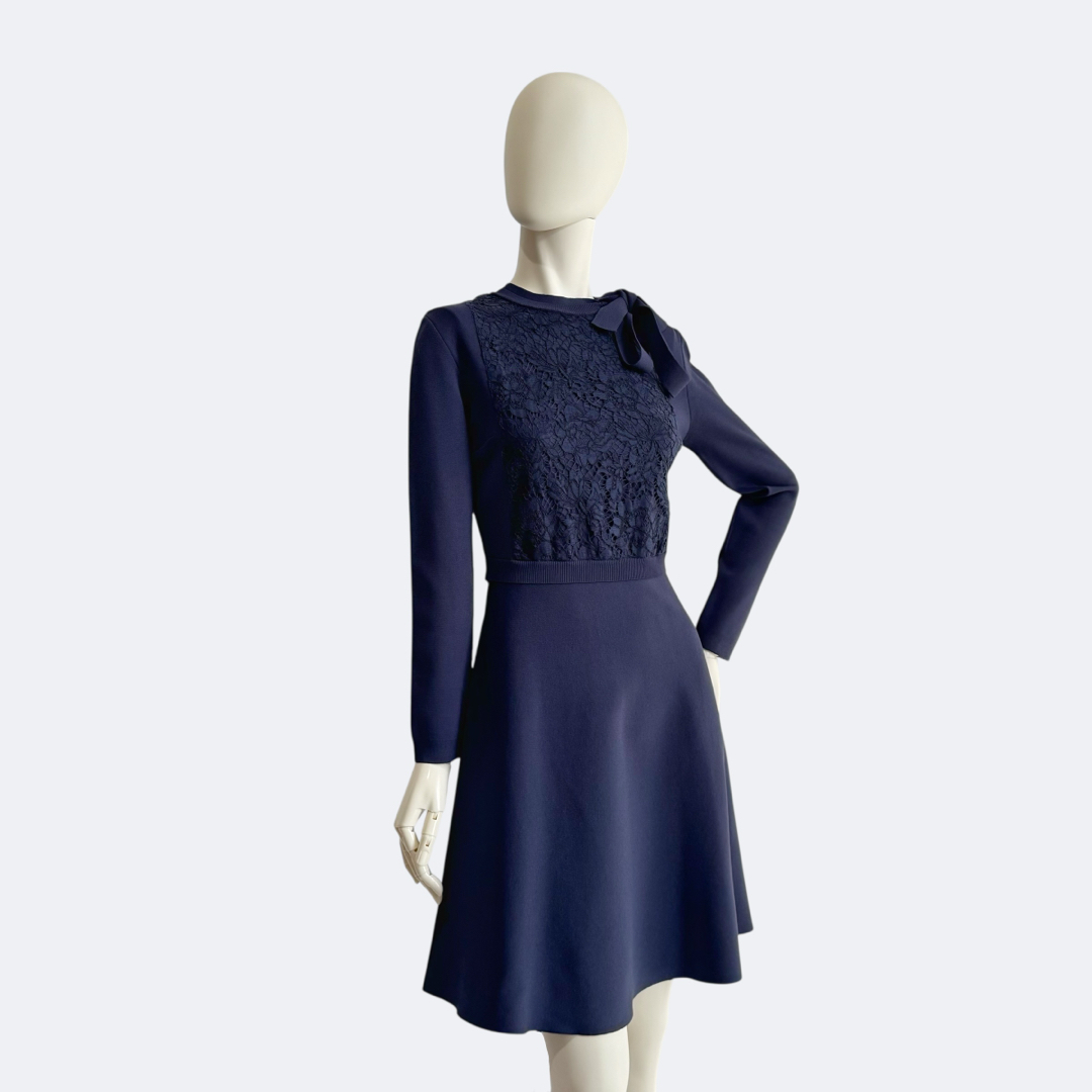 VALENTINO ヴァレンティノ ワンピース ネイビー ニット ボウタイ