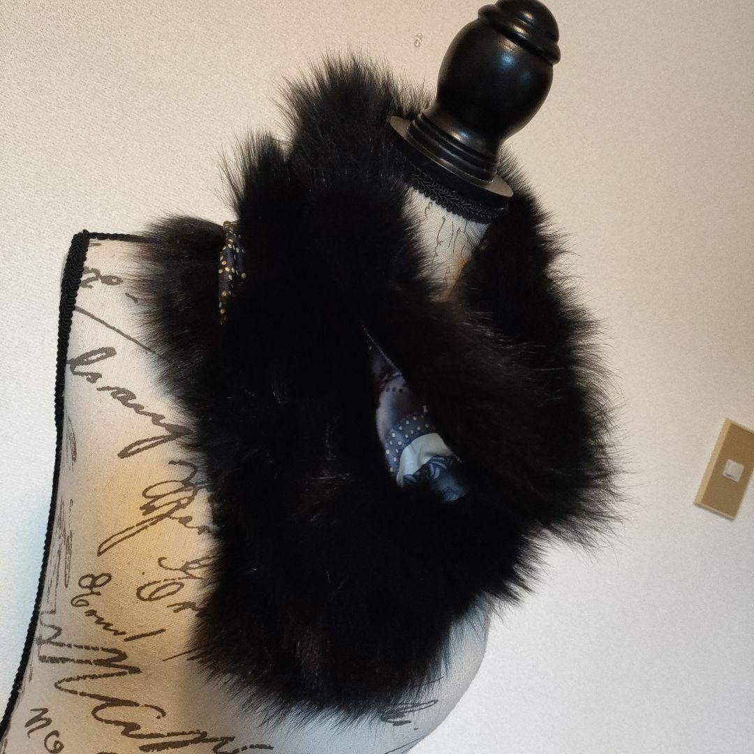 35 超美品 グッチ GUCCI フォックスファーネックウォーマー シルク100