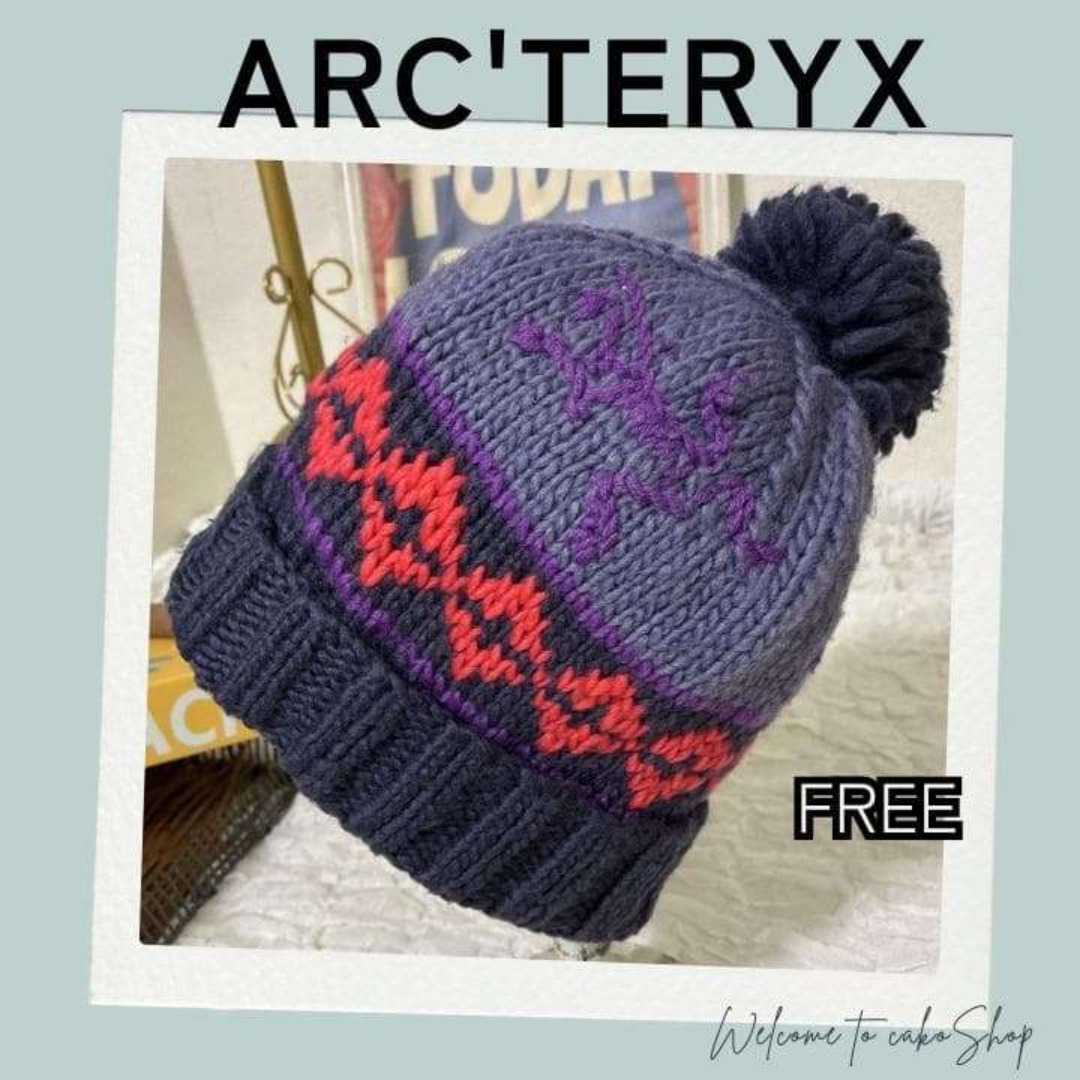 ARC'TERYX ネイビーパープル ポンポンニット帽 ARC'TERYX - 希少