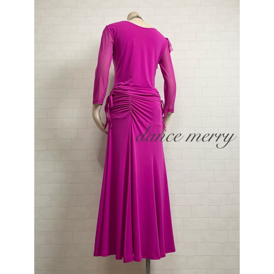 新品 社交ダンス ツーピース ピンク フリル マーメイド セットアップ 1217