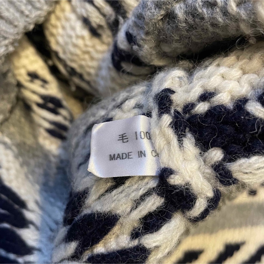 カウチンセーター フード付き ホワイト ネイビー グレー アメカジの