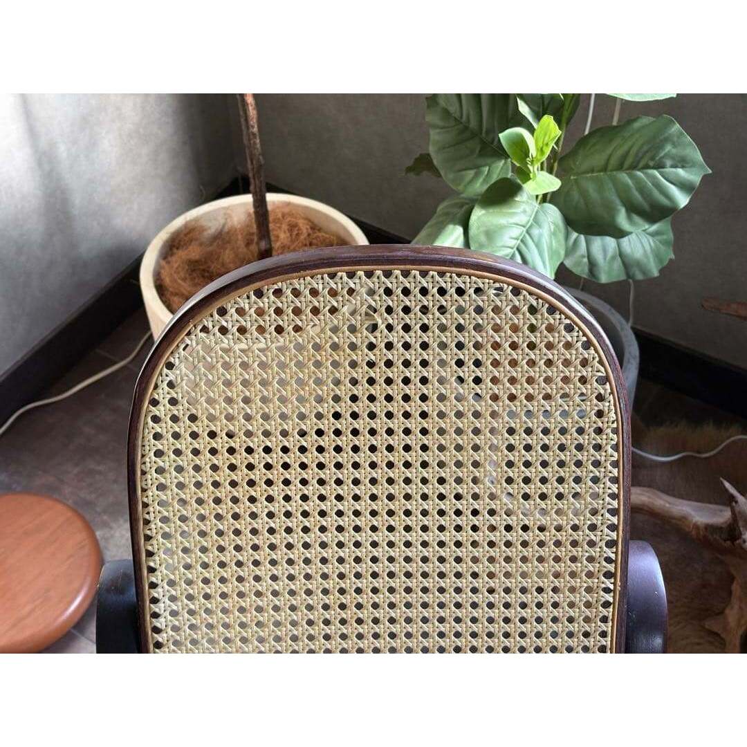 希少 ラタン ロッキングチェア 背もたれ カゴメ編み ヴィンテージ SGの