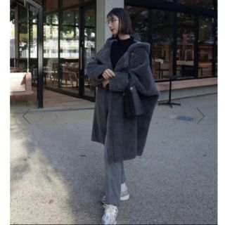 テディコート エコファー ロングコート 韓国ファッション アウター