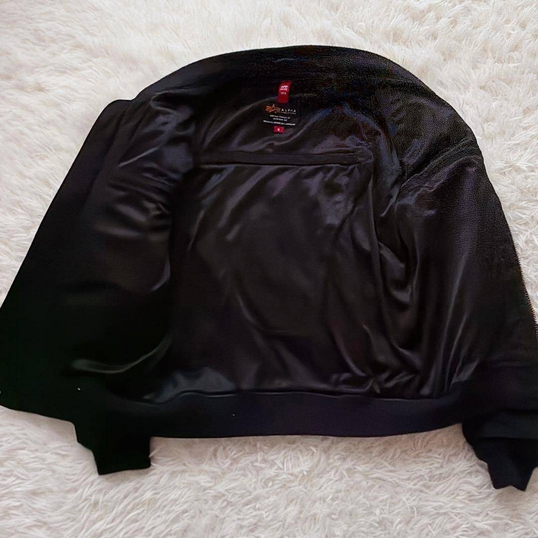 ALPHA フライトジャケット MA-1タイプ 刺繍ロゴ ワッペン付き M 黒