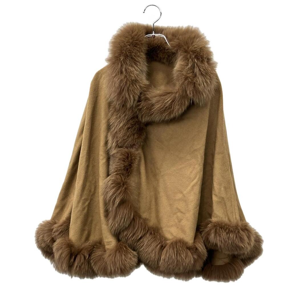 SAGA FURS カシミヤ ポンチョ コート ラビットファー 毛皮 2ホック