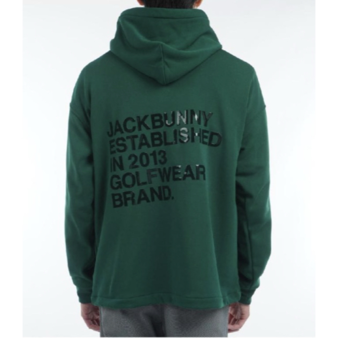 新品 パーリーゲイツ ジャックバニー ソフトタッチ 裏起毛パーカー(5)L/緑