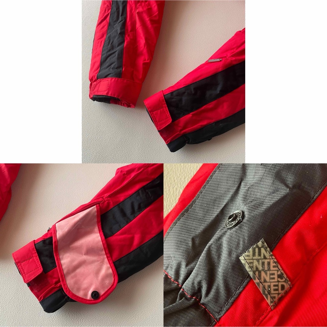 5490【美品】デサント スキーウェア メンズ 上下セット 中綿入り 赤 黒