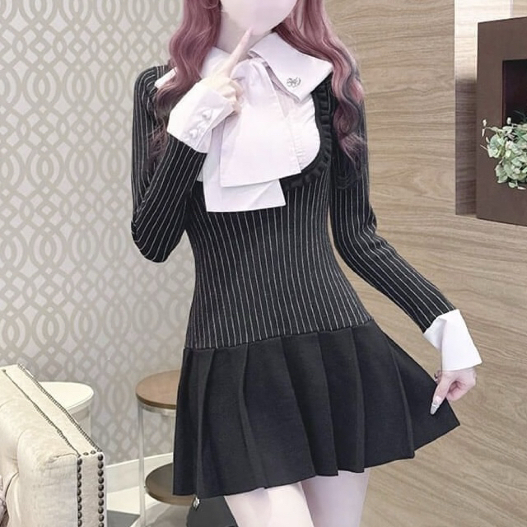 ハニーミュウ ミシェルマカロン ワンピース リボンブラウスドッキング