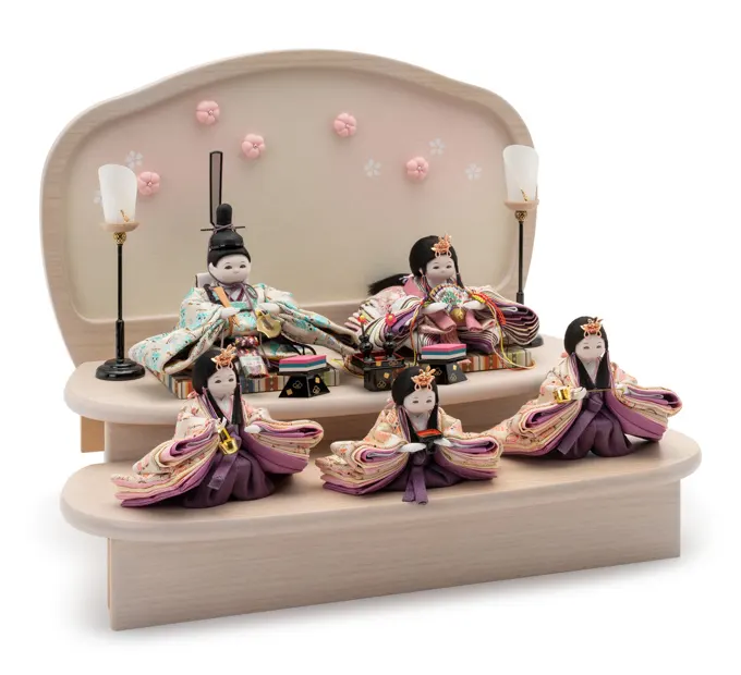 雛人形「まいまい 三人官女 衣装着・うめ東風」｜雛人形の通販 ふらここ