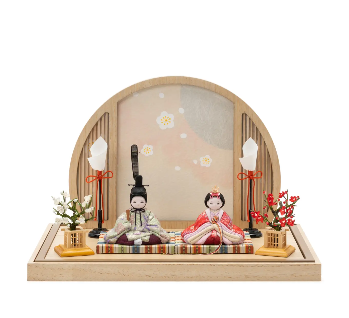 雛人形「れいれい 相鳥花菱文・桃色（組み立てケース入）」｜雛人形の