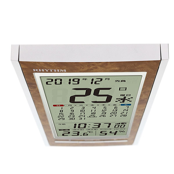 リズム 木目調縦型電波時計 フィットウェーブカレンダーD219 – 記念品