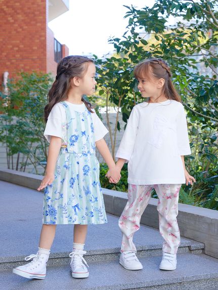 フラワーリボンストライププリント2WAYジャンパースカート（ジャンスカ