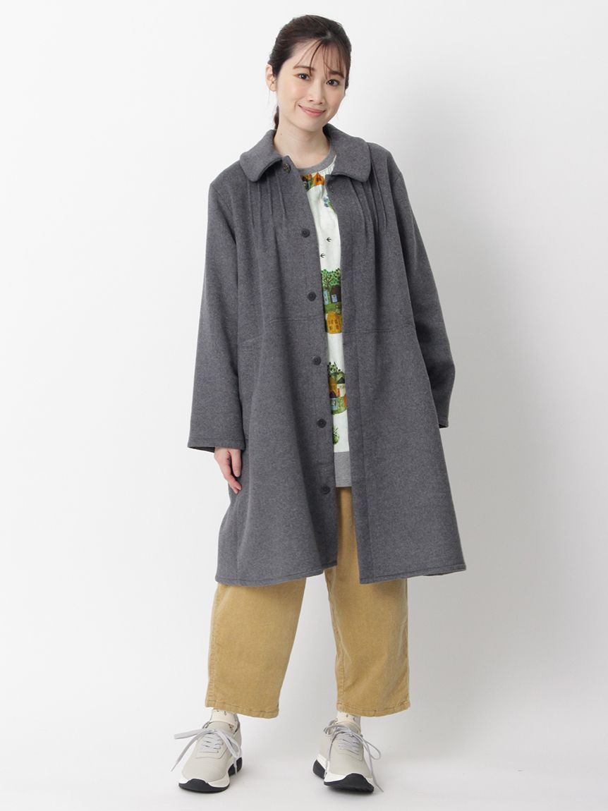 ウールレーヨンダブルフェイスステンカラーコート（ウールコート