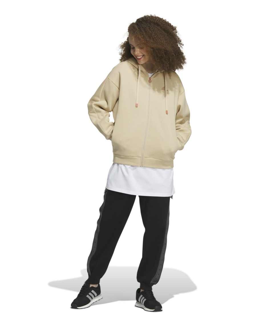 スウェットパーカー ワーディング ルーズフィット フリース フルジップ