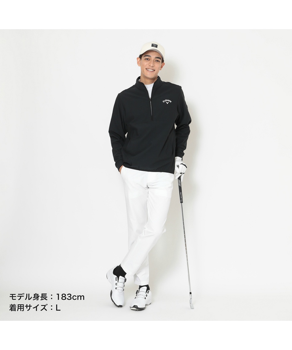 ゴルフウェア スウェット 裏起毛ハーフジップモックネックシャツ